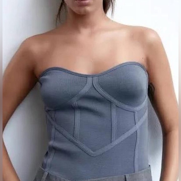 💎 Zara Strapless Top Steel Blue - Picture 1 of 10